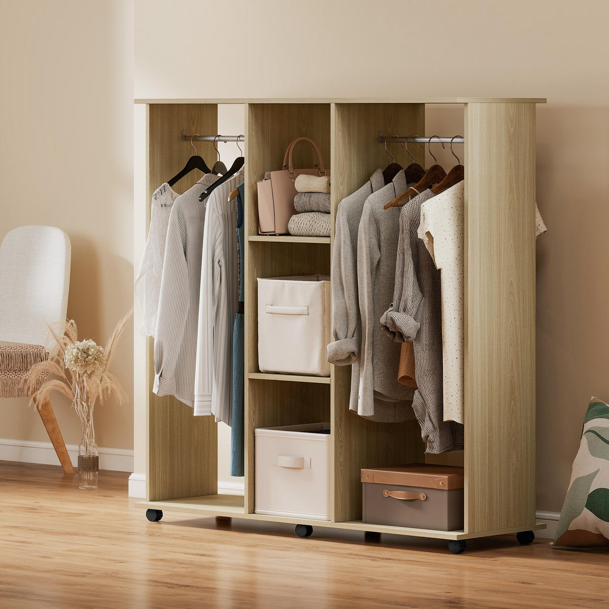 KLEIDERSCHRANK Eukalyptusholzfarben 1 Stück - Eukalyptusholzfarben, Holzwerkstoff (40/128/120cm) - GiPP