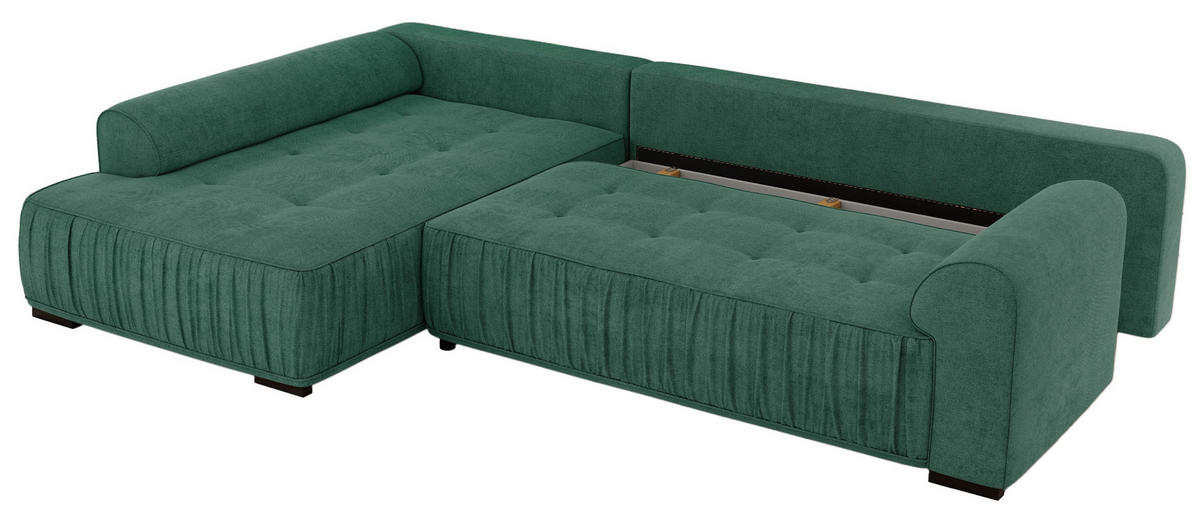 ECKSOFA ORTA Grün Stukture - Links - Schwarz/Grün, Textil (325/200cm) - MKS