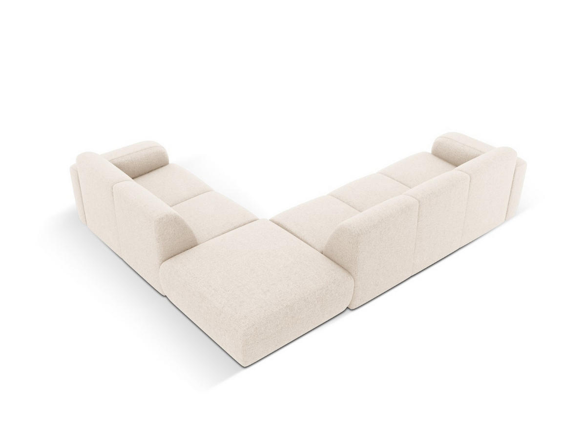 ECKSOFA rechts Molino aus Chenille-Stoff leichtes beige 6 Sitzplätze - Creme, Textil (250/315cm) - Micadoni