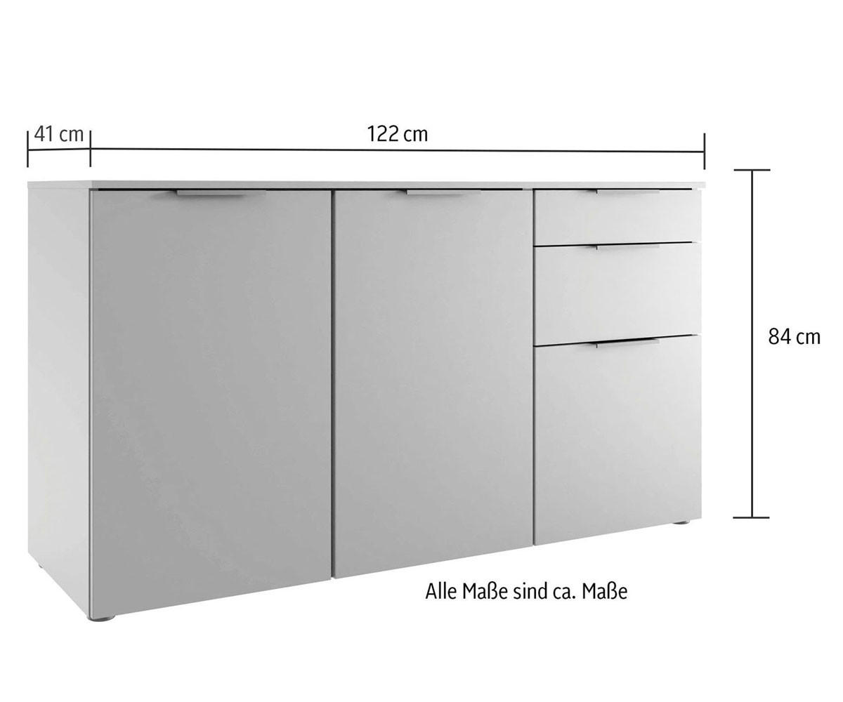 KOMMODE Level weiß 122 / 41 / 84cm - Weiß/Grau, Holz/Holzwerkstoff (122/84/41cm) - Wimex