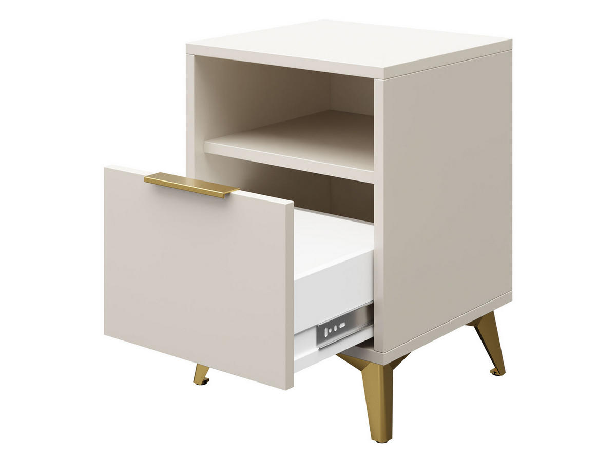 NACHTTISCH Xylix 1SZ - Beige/Goldfarben, Holzwerkstoff/Metall (44/60/40cm) - MIRJAN24