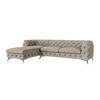 ECKSOFA Chesterfield Laura Dunkle Creme Samt - Silberfarben/Creme, Holz/Textil (305/200cm) - S-Style Möbel