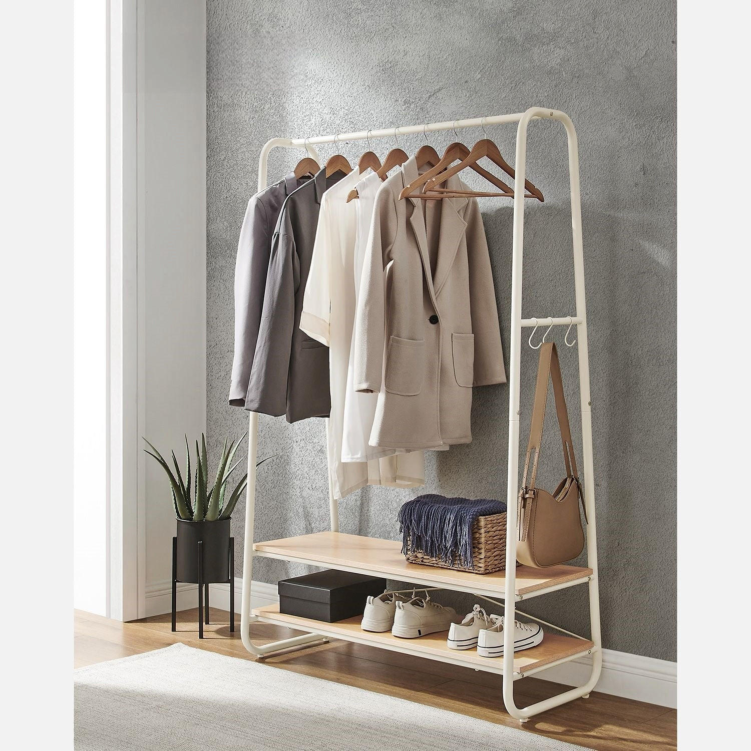 KLEIDERSTÄNDER KIGALI - Creme, Holzwerkstoff (100/160/45cm) - Hansiro