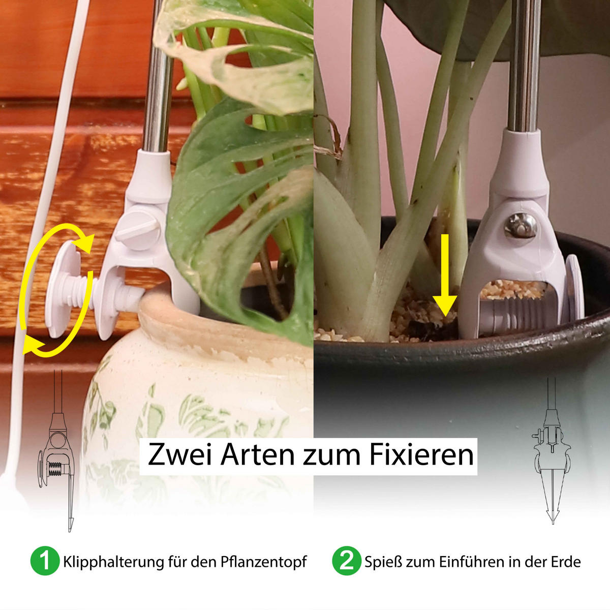 LED-PFLANZENLEUCHTE - dimmbar mit Timerfunktion und Klipphalterung für Töpfe, USB-betrieben - Weiß, Kunststoff (10/79.3/10cm) - Northpoint
