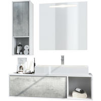 BADMÖBELSET La Costa Fronten in Beton Oxid Optik - Hellgrau, Holzwerkstoff (126.5/190/46cm) - Vladon