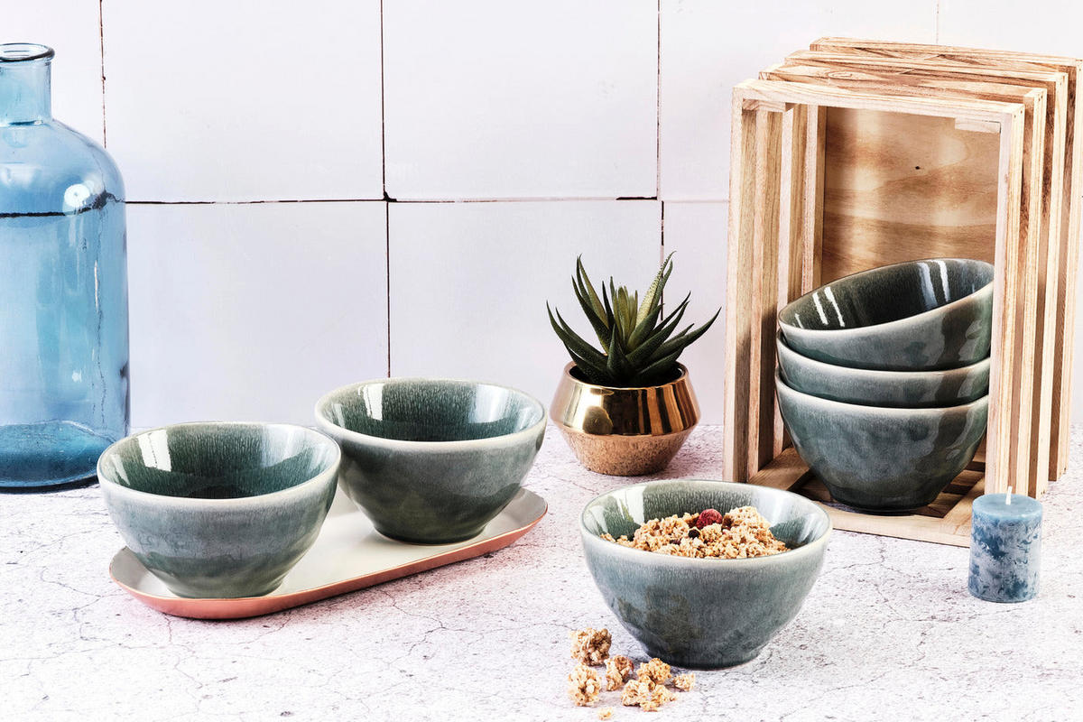 SCHALEN Moon Ø14,5cm - 6er-Set - Petrolfarben - Blau, Keramik (14.5cm) - Björn