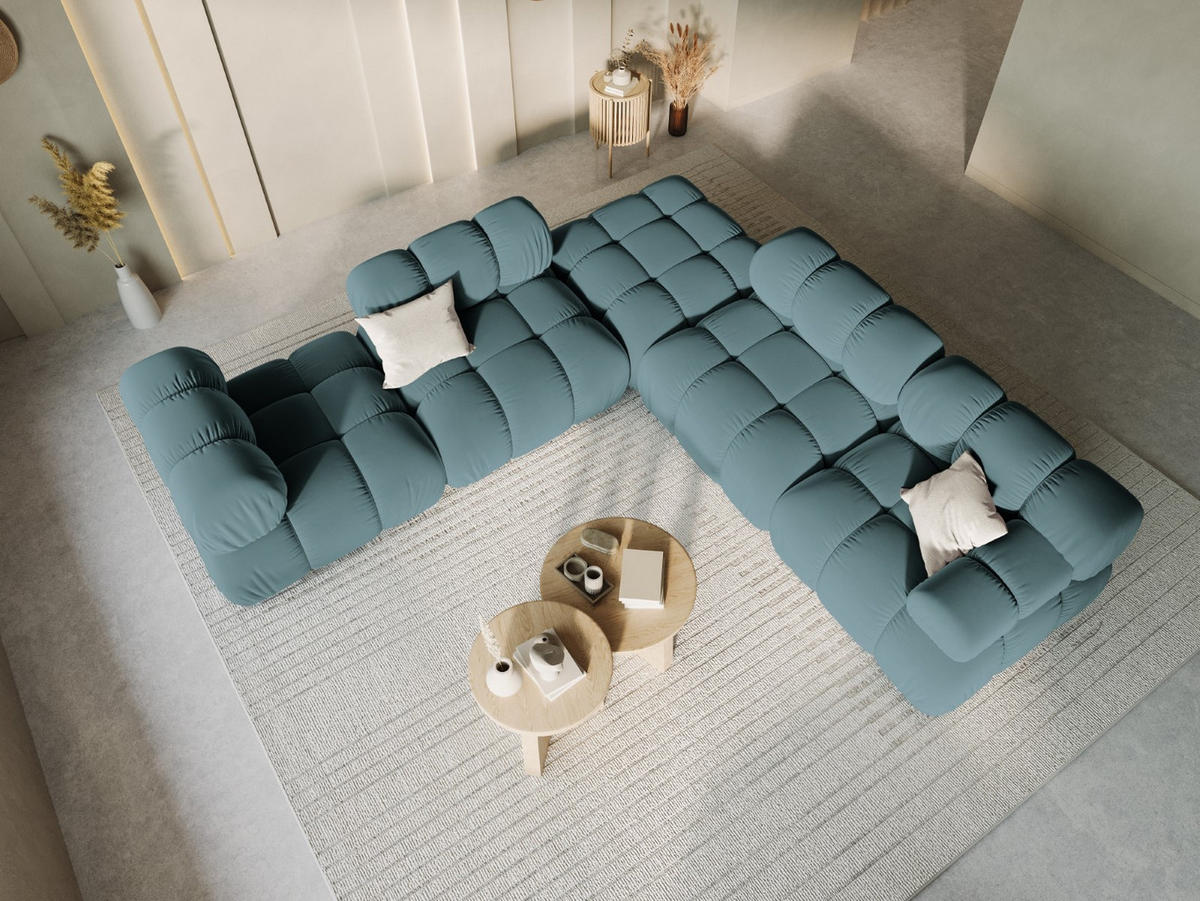 POUF Bellis aus Samt petrol - Petrol, Textil (94/39/94cm) - Micadoni