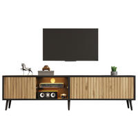 TV-LOWBOARD 175/31/43,5 cm naturfarben/schwarz aus Spanplatte mit LED - Naturfarben, Holzwerkstoff (31/43.5/175cm) - OKWISH