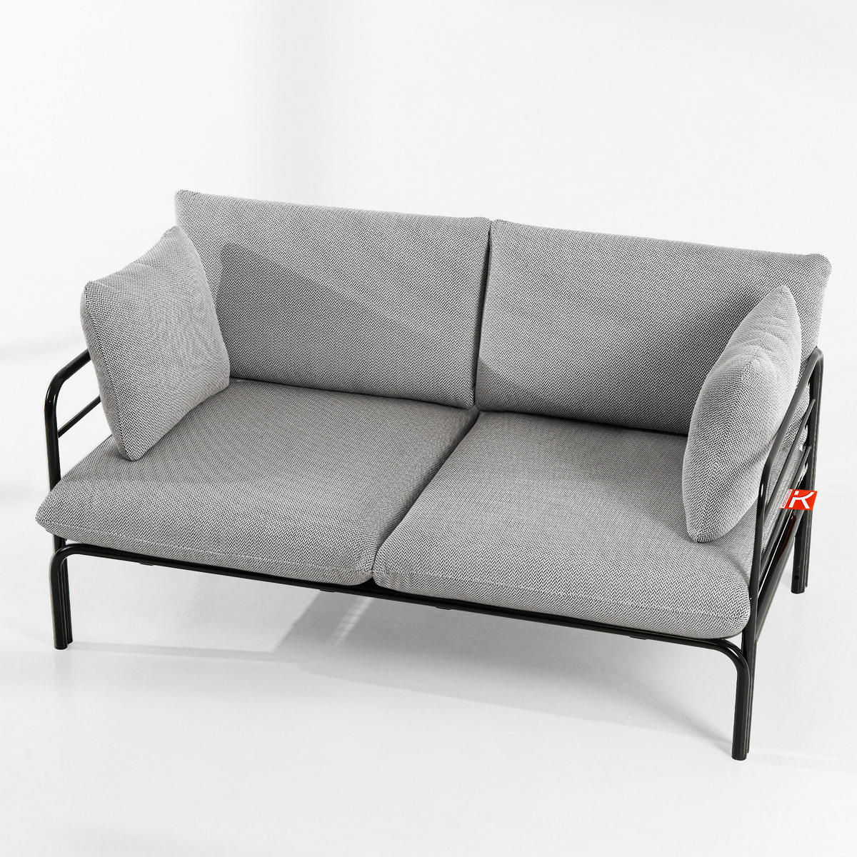 GARTENMÖBELSET RAMBE 4-tlg. 1x Tisch 2x Sessel 1x Sofa 2-Sitzer, mit Kissen, LOFT-STIL, Anthrazit - Dunkelgrau/Anthrazit, Glas/Textil - KONSIMO®
