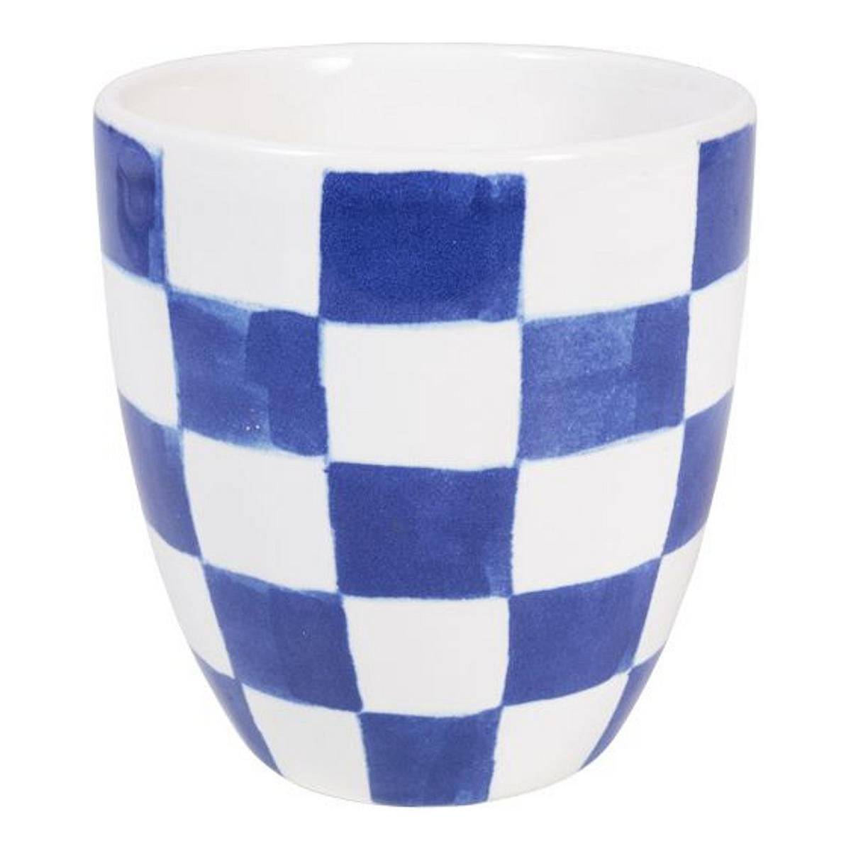 MINI-BECHER OHNE OHR Kariert in Blau - 200 ml - Blau, Keramik (0.2L) - Blond Amsterdam