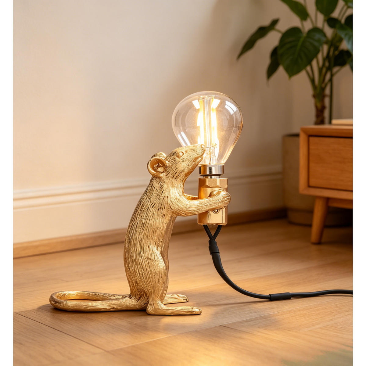 TISCHLEUCHTE Mausform Gold Kinder - Platinfarben, Naturmaterialien (13/15/6cm) - Weltevree