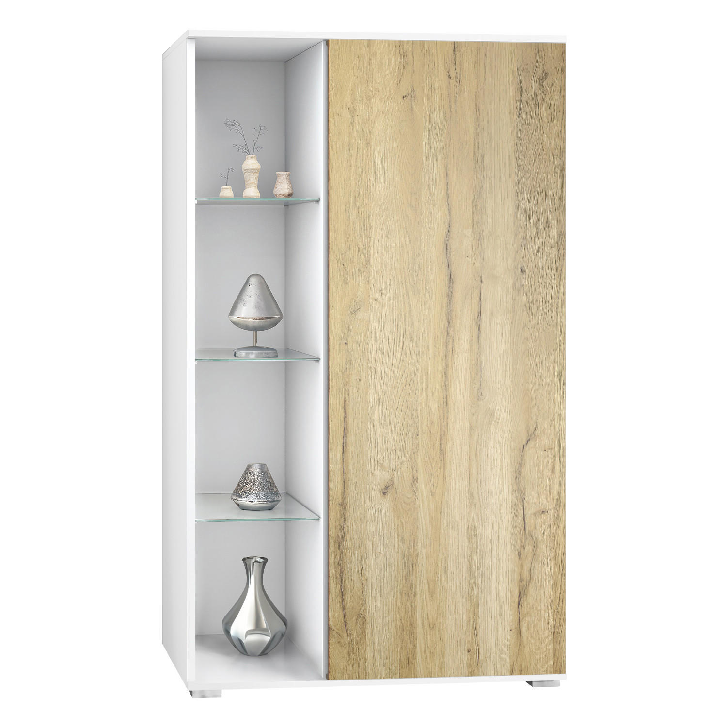 VITRINE Davos Eiche Natur - Eichefarben, Holzwerkstoff (71.5/134/35cm) - Vladon