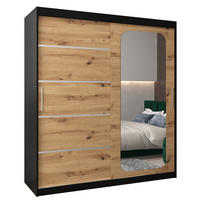 SCHWEBETÜRENSCHRANK 200/180/62 2-türig - Silberfarben/Schwarz, Holz/Kunststoff (180/200/62cm) - Abiks Möbel