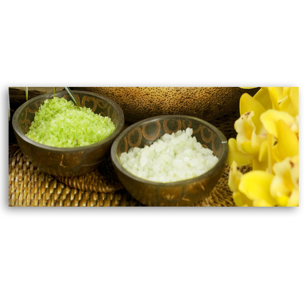 WANDBILD zen spa komposition - Grün, Textil (90/30cm) - Feeby