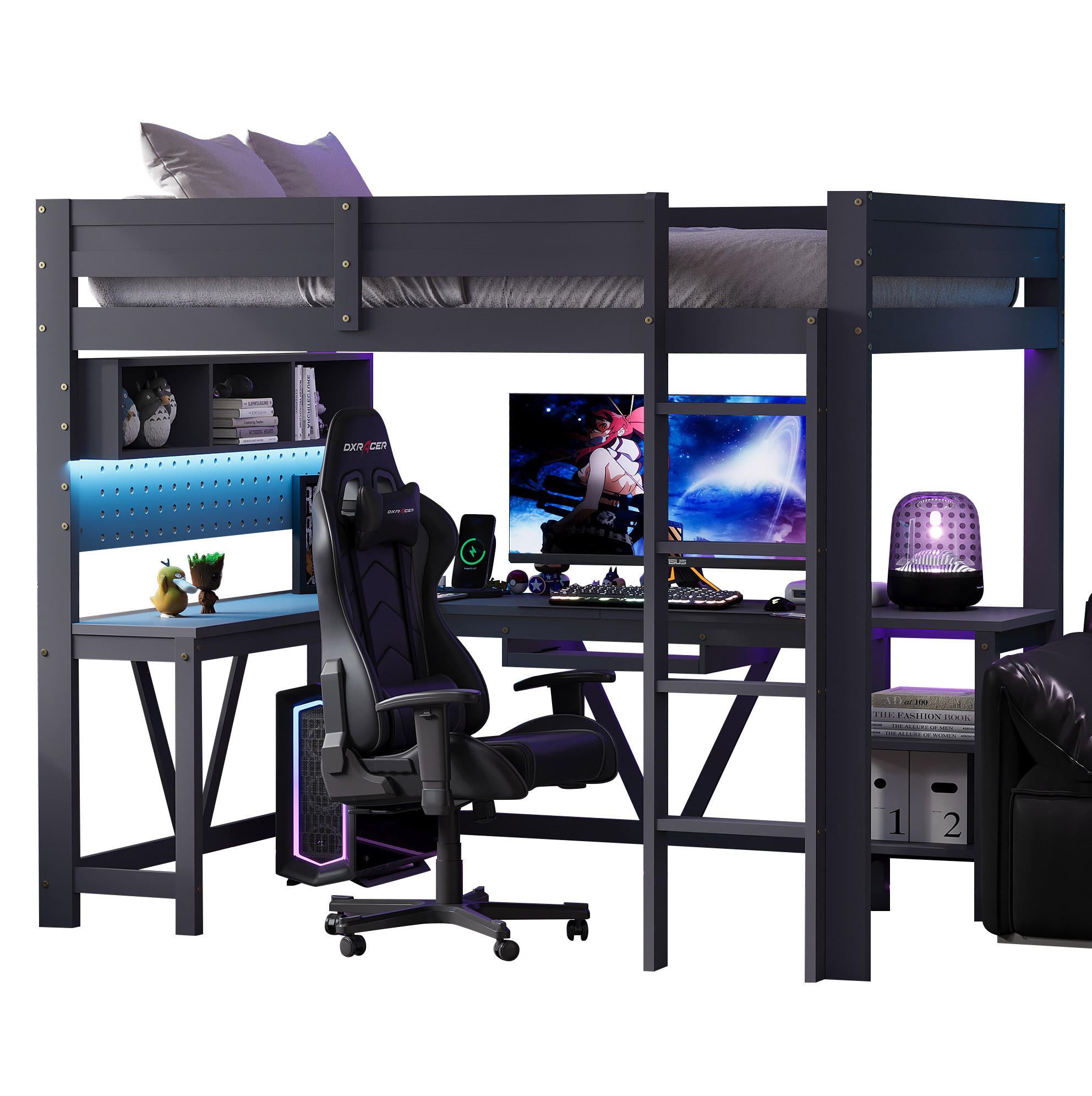 Ivmeu Hochbett Grau 90x200 cm