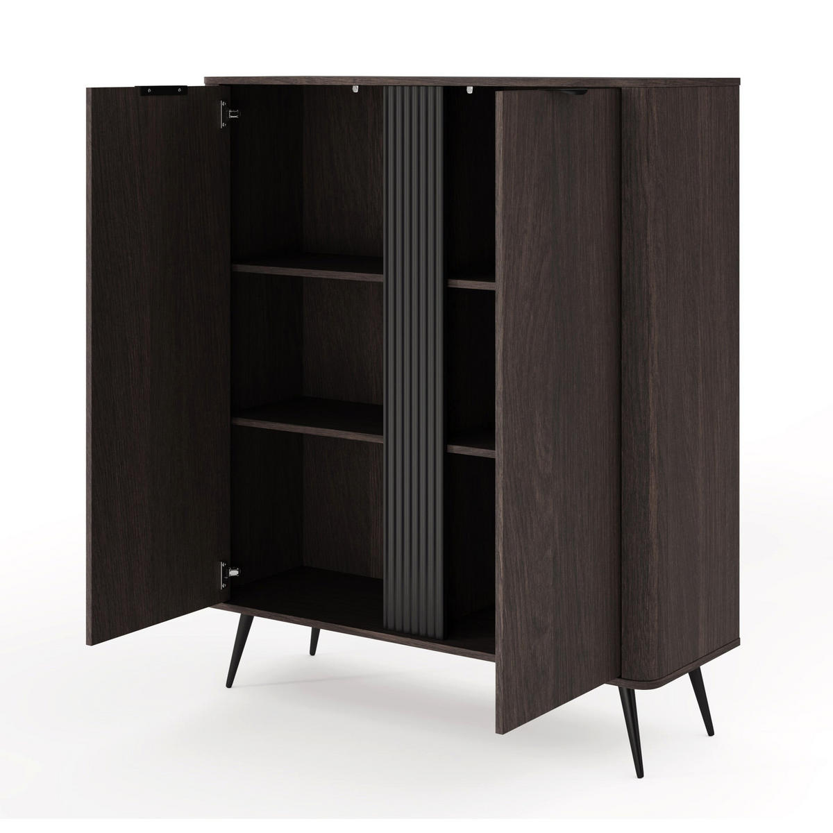 HIGHBOARD Veris dub Dunin 113 cm - čierna/tmavohnedá, kov/kompozitné drevo (113.2/134.2/38cm) - Selsey