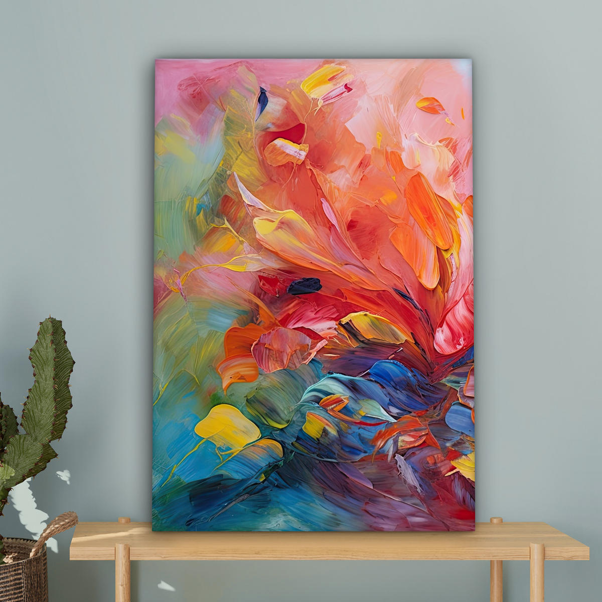 LEINWANDBILD Ölgemälde - Kunst - Abstrakt - Farbenfroh 40x60 cm - Altrosa, Textil (40/60cm) - MuchoWow