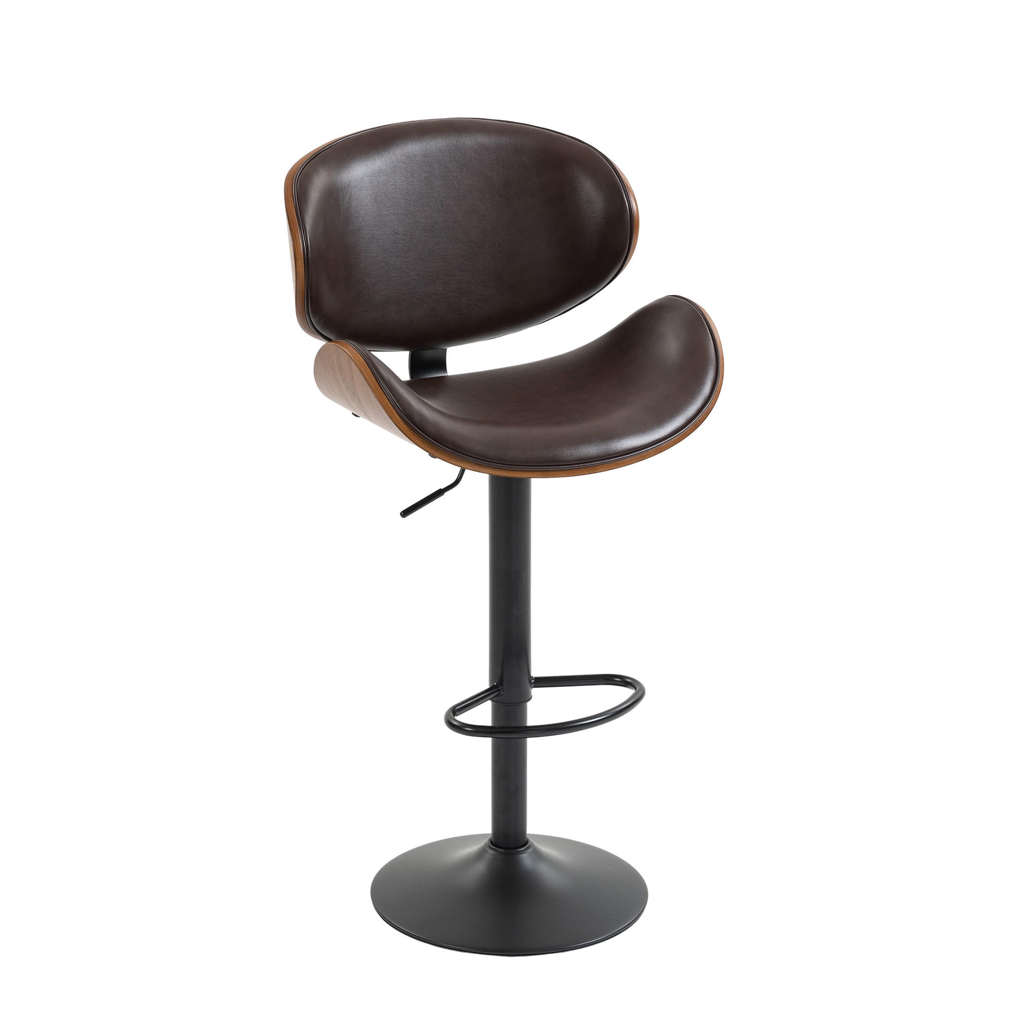 BARHOCKER 2er-Set drehbar, höhenverstellbar mit PU-Sitz, Braun - Braun, Kunststoff (51/93/50cm)