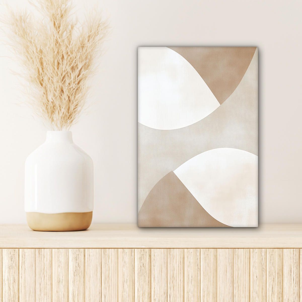 LEINWANDBILD Braun - Japandi - Abstrakt Deko Wohnzimmer 20x30 cm - Beige, Textil (20/30cm) - MuchoWow