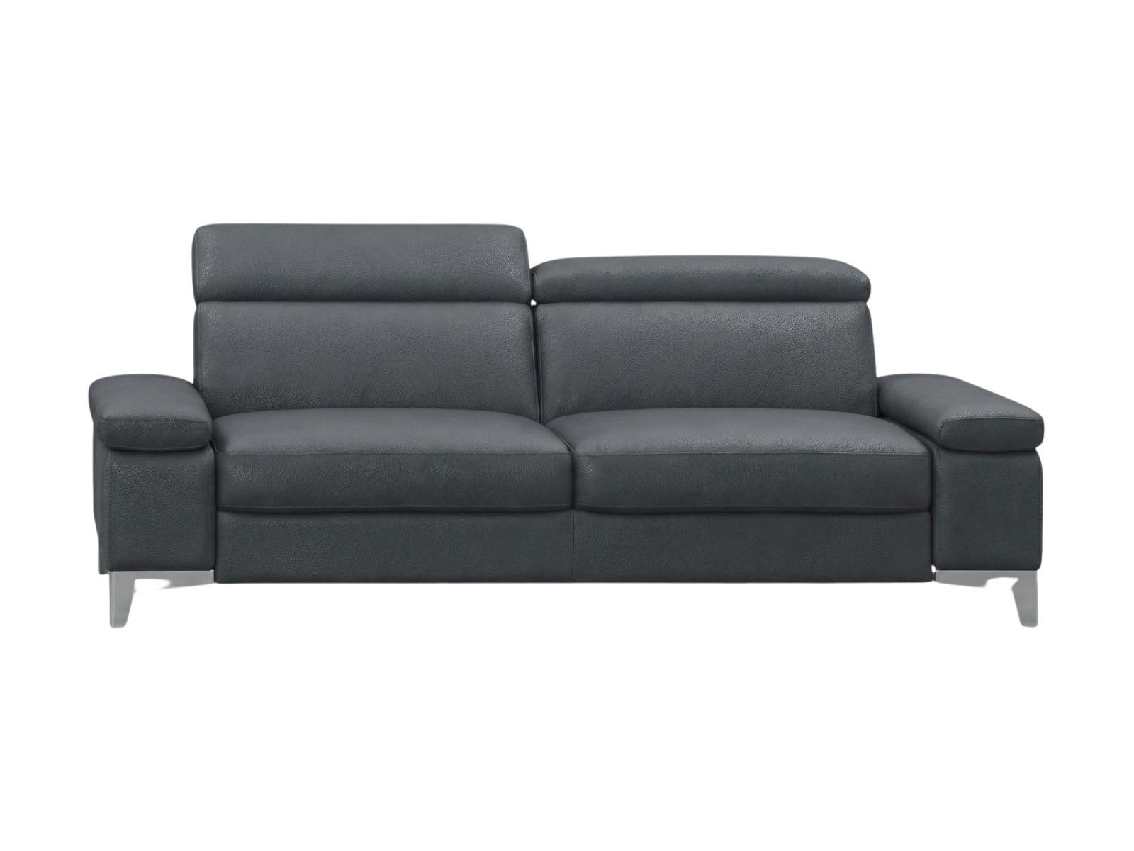 3-SITZER Sofa Talisman Echtleder Anthrazit - Anthrazit, Leder/Metall (216/80/100cm)