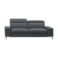 3-SITZER Sofa Talisman Echtleder Anthrazit - Anthrazit, Leder/Metall (216/80/100cm)