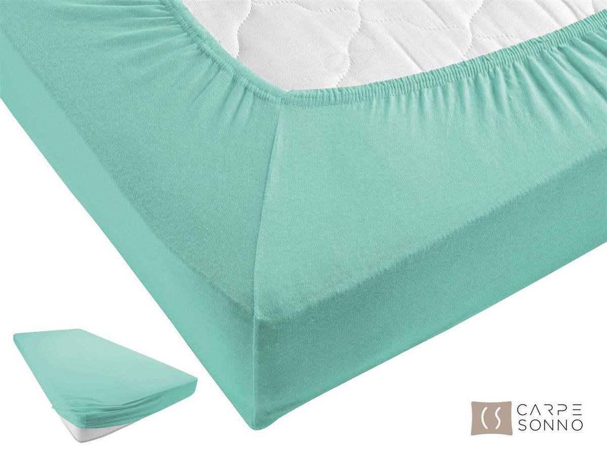 JERSEY-SPANNBETTLAKEN 180x200 cm aus 100% Baumwolle, Bettlaken Mint Uni - Mintgrün, Textil (180/200cm) - Carpe Sonno