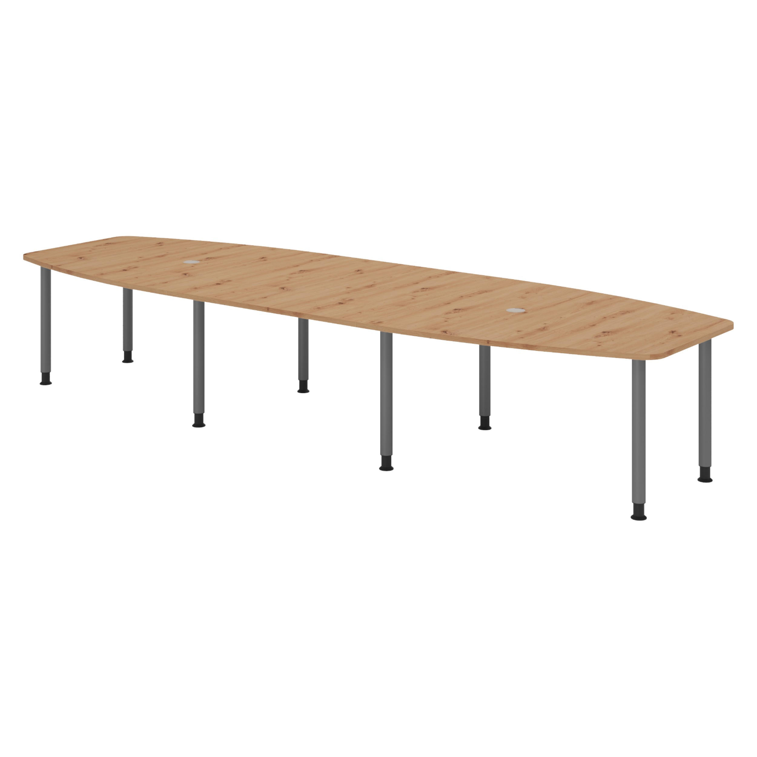 KONFERENZTISCH groß KT40 130/400/74 cm in Wildeiche/Füße in Graphitfarben - Wildeiche/Graphitfarben, Holzwerkstoff (130/400/74cm) - bümö