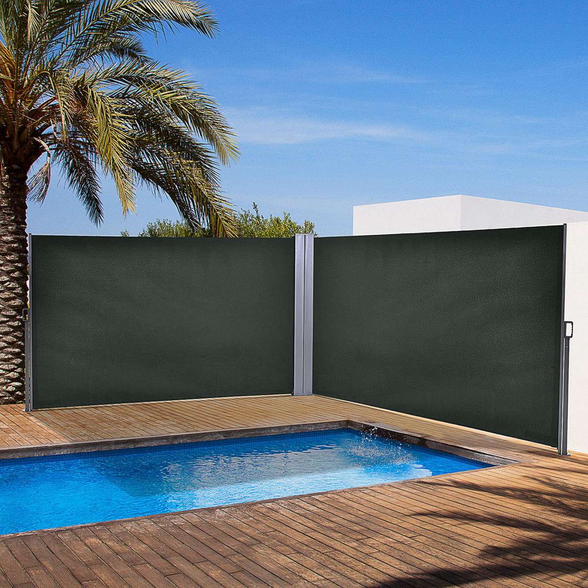 MARKISE,VERSTELLBARER, UV-beständiger Gartenteiler mit Griff, 600 x 180 cm, Grau - Grau, Metall (4/180cm) - Vallsero