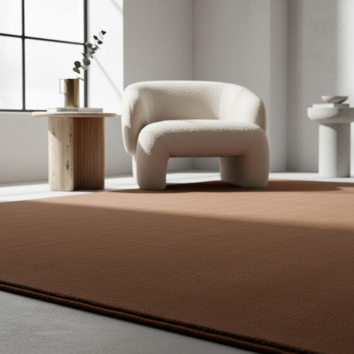 TEPPICH Kurzflor Uni-Farbe Microfaser Antirutsch Wohnzimmer waschbar Braun Rechteckig 200x290 - Braun, Textil (200/290cm) - KADIMA DESIGN