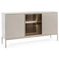 KOMMODE 150 cm Haller mit Lamellen, LED-Beleuchtung, Kaschmir - Beige, Holz (154/83/39cm) - Emporius