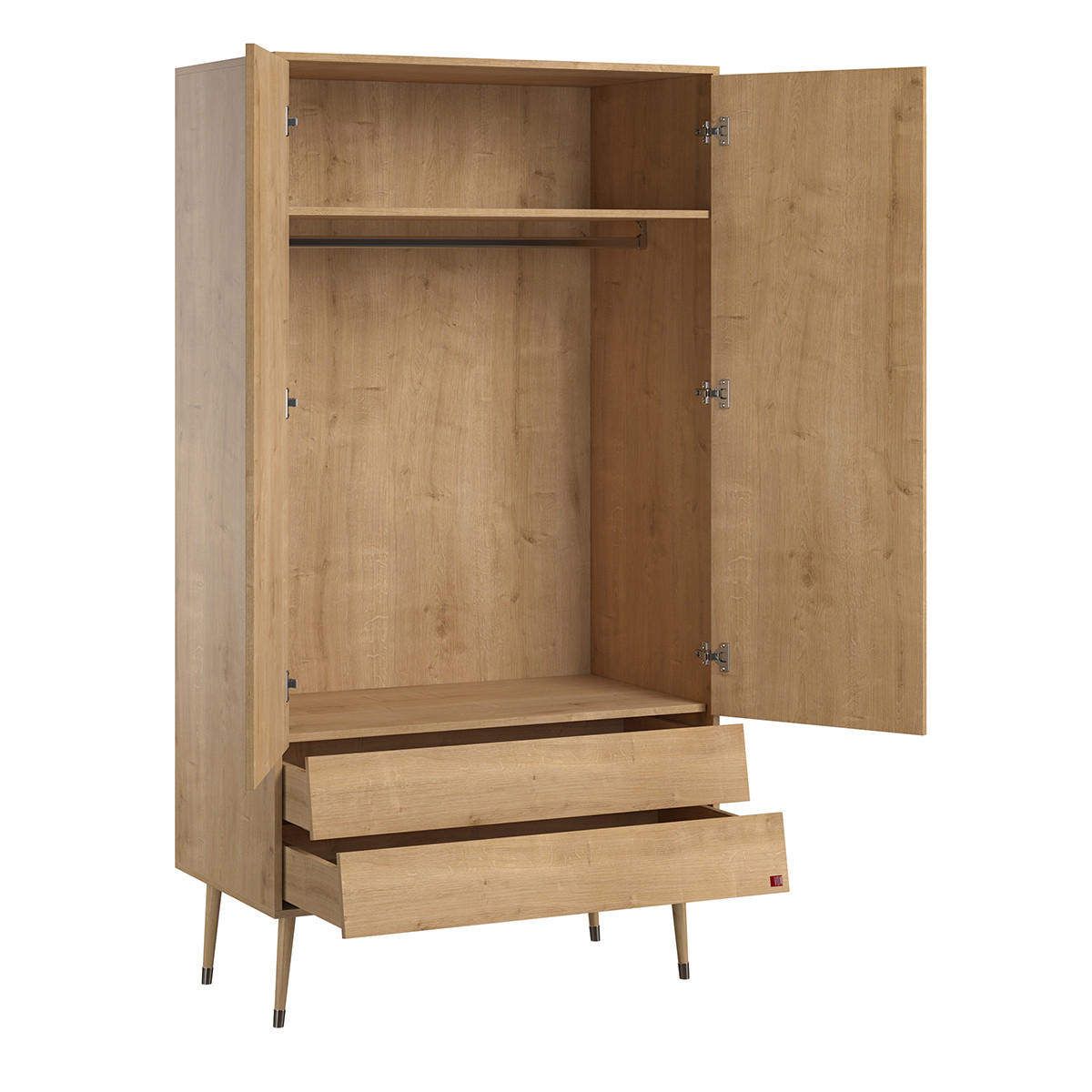 SCHRANK mit 2 Türen und 2 Schubladen L100 x H191 cm - Bosque - Eichefarben, Holzwerkstoff (55/191/100cm) - Calicosy
