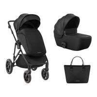KINDERWAGEN Thea 2 in 1 schwarz EVA Räder verstellbarer Schiebegriff Babywanne - Schwarz, Metall (78/57/102cm) - Kikka boo