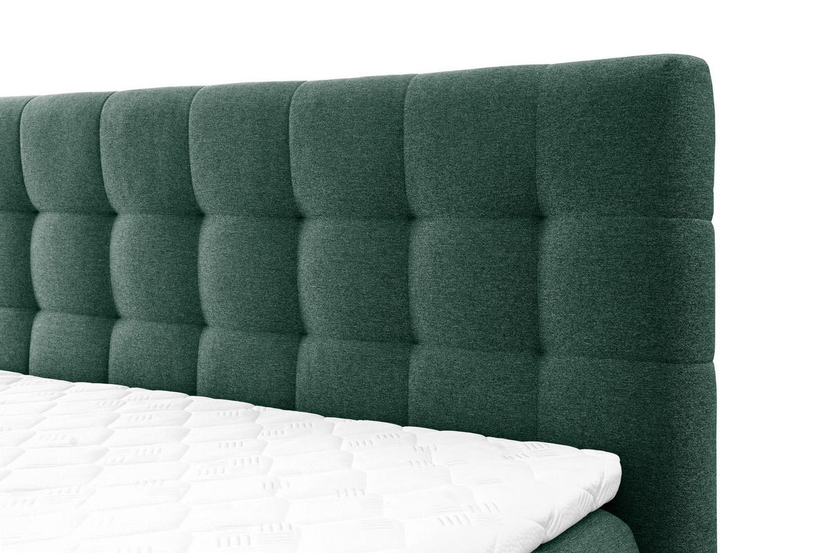BOXSPRINGBETT BLAKE Bonellmatratze Topper 140x200 Flaschengrün - Grün, Holz (140/200cm) - Furnistar