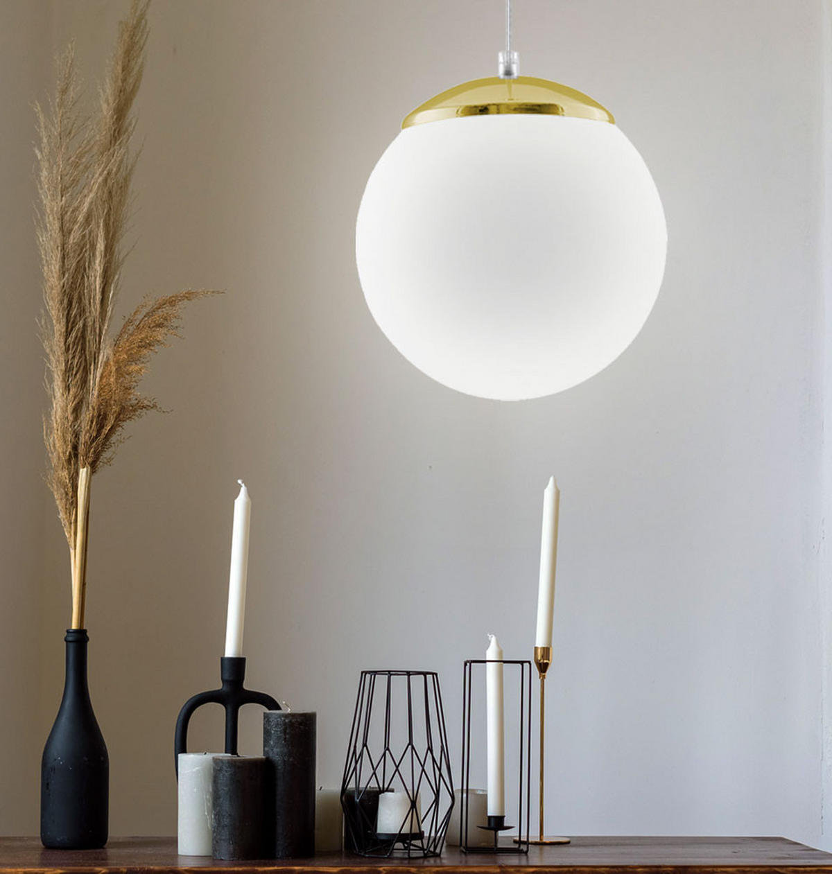 HÄNGELEUCHTE Ugo Stahl Gold Weiß - Goldfarben, Glas (20/20/80cm)