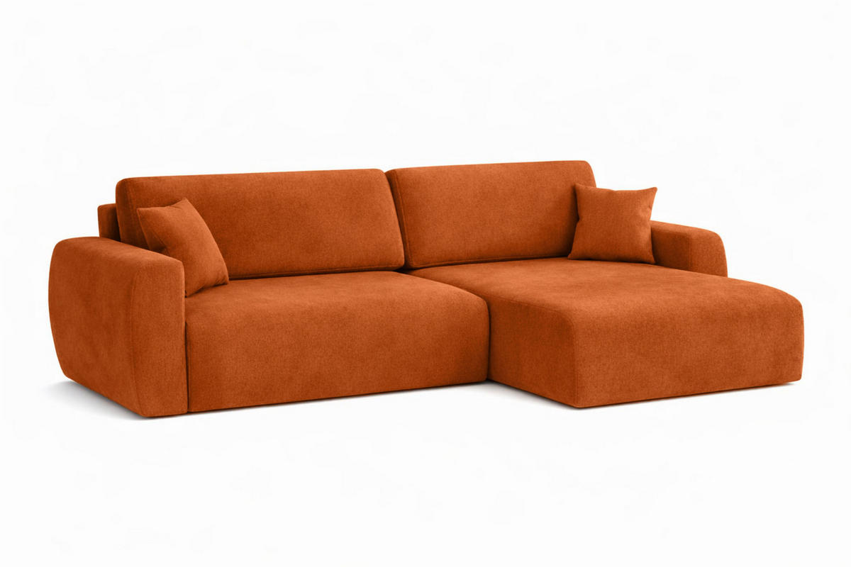 ECKSOFA Mit Schlaffunktion Ariel L, Velours, Stoff Salvador, Braun, Rechts - Braun, Holz (250/142cm) - Kaiser Möbel