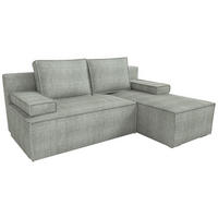 ECKSOFA Caspar mit Schlaffunktion Grau Cord - Grau, Textil (200/141cm) - Bromarkt