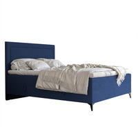 BOXBETT NERO 200/200 cm mit Matratze und Topper, Dunkelblau - Schwarz/Dunkelblau, Holzwerkstoff/Textil (200/200cm) - Idohome