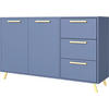 KOMMODE Nancy mit 3 Schubladen und 2 Türen, Sideboard in Farbe: Blau, Schrank in Größe: 140 x 86 x 41 cm - Blau, Holzwerkstoff (140/86/41cm) - Agmat-Furniture