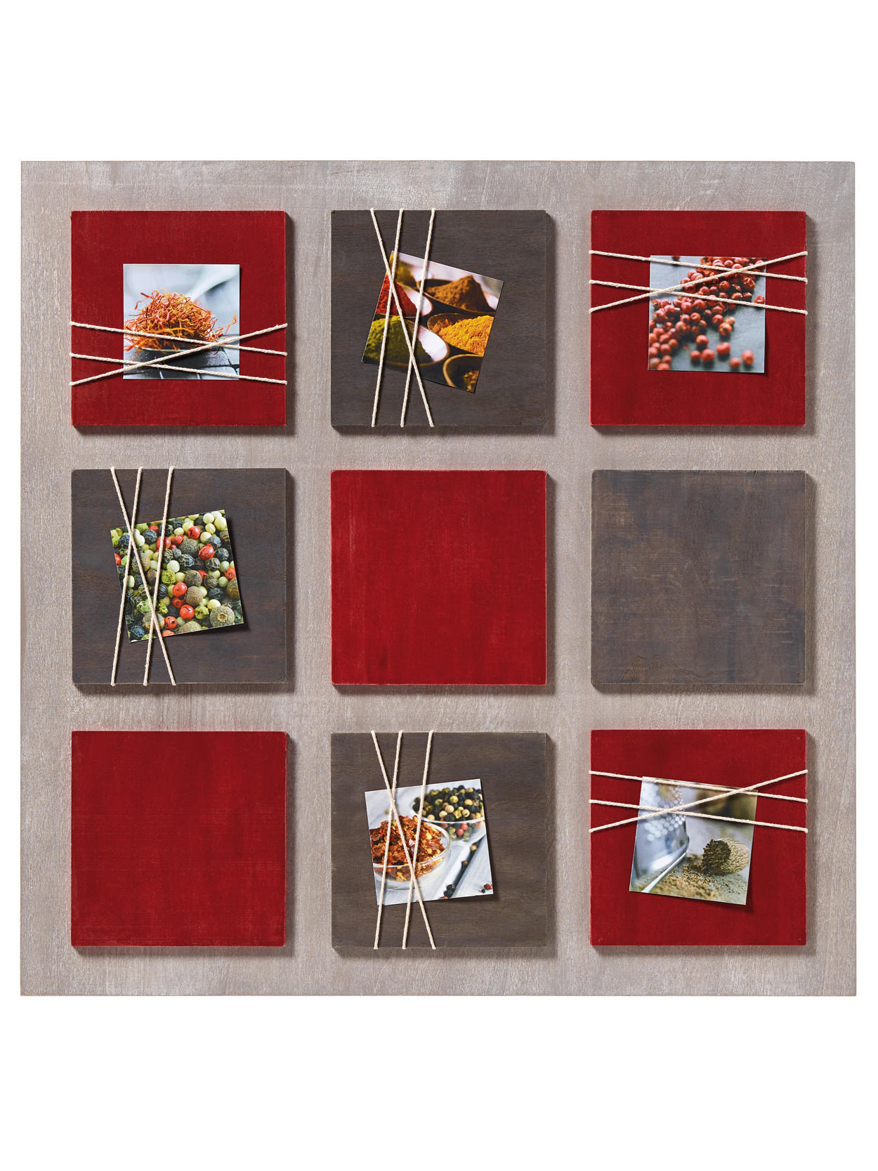 BILDERRAHMMEN La Casa Galerierahmen rot, für 6 Fotos 8x8 cm - Rot, Holzwerkstoff (58/58/1.5cm) - EMIX24