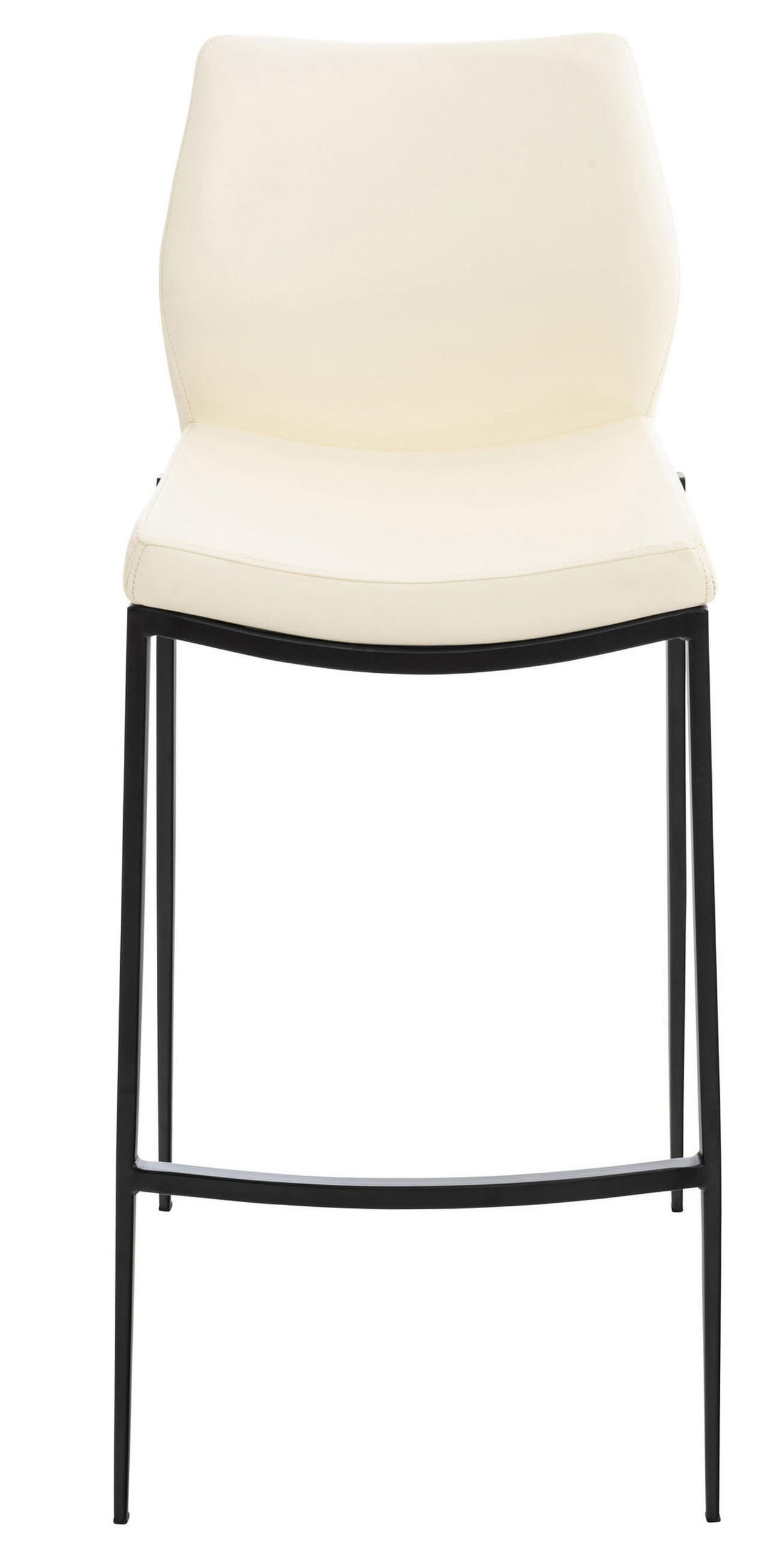 BARHOCKER Matheo, Gestell schwarz, Kunstleder Creme - Creme/Schwarz, Kunststoff/Textil (47/100/53cm) - TPFLiving