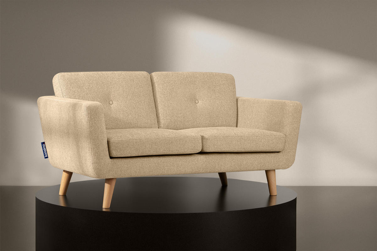 2-SITZER-SOFA TAGIO II mit Armlehnen, Creme - Creme, Textil (88/80/153cm) - KONSIMO®