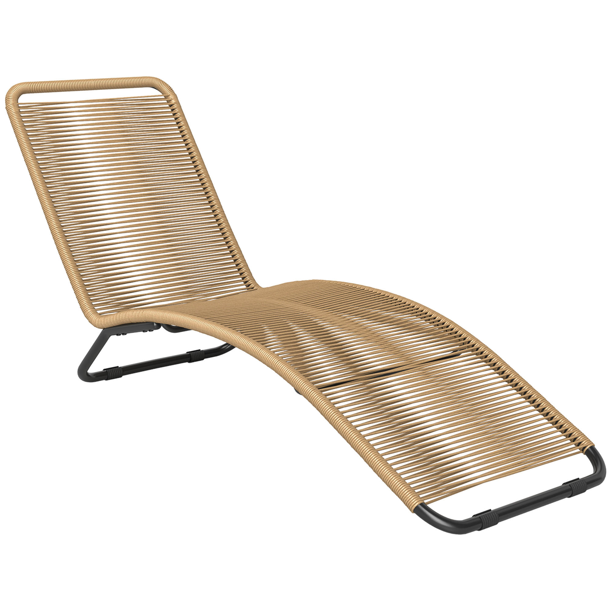 SONNENLIEGE aus Polyrattan, Gartenliege mit UV Schutz, wetterfest Liege 120 kg - Naturfarben, Metall (58/82/176cm) - Outsunny