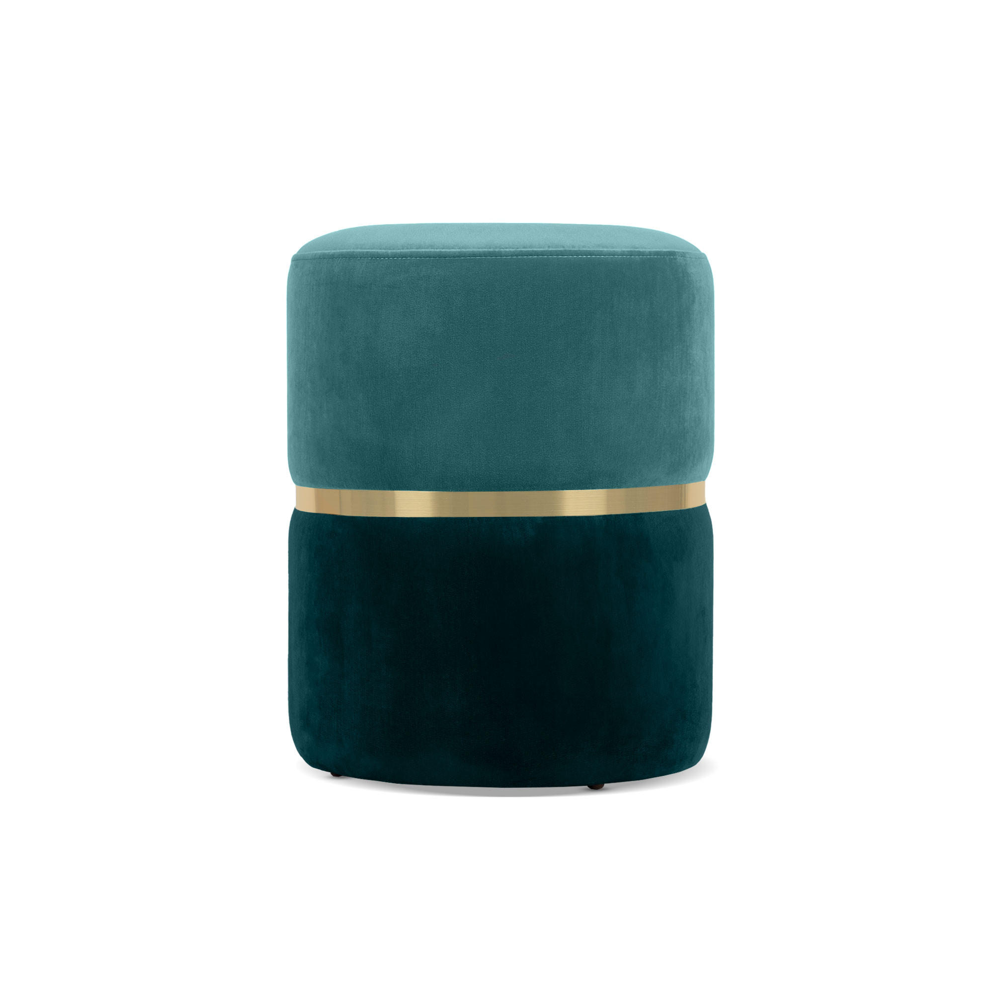 POUF Louise aus entenblauem Samt und goldfarbenem Metall - Blau, Holzwerkstoff/Textil (35/44/35cm) - Sicaan