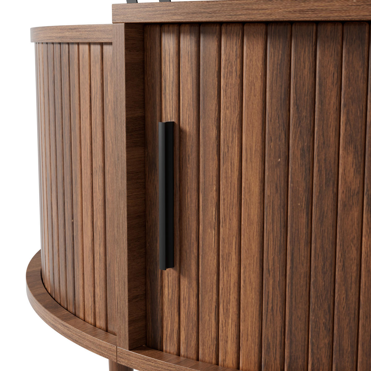 COUCHTISCH in Holzoptik Runder Wohnzimmertisch mit höhenverstellbar Stauraum und Schiebetür, 80 B / 80 T / 59 H(cm) - Dunkelbraun, Holzwerkstoff (80/80/59cm) - STILVORA