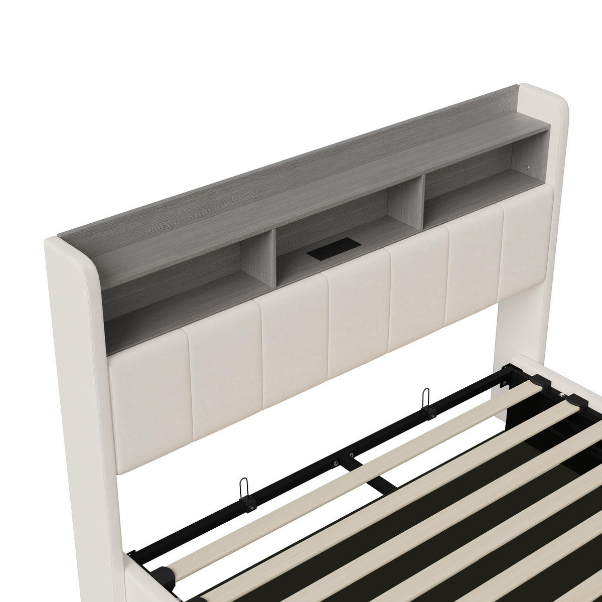 POLSTERBETT 140x200 cm mit Ladefunktion und Stauraum – Samt in Beige - Beige, Holz/Metall (140/200cm) - PARAFTA HOME