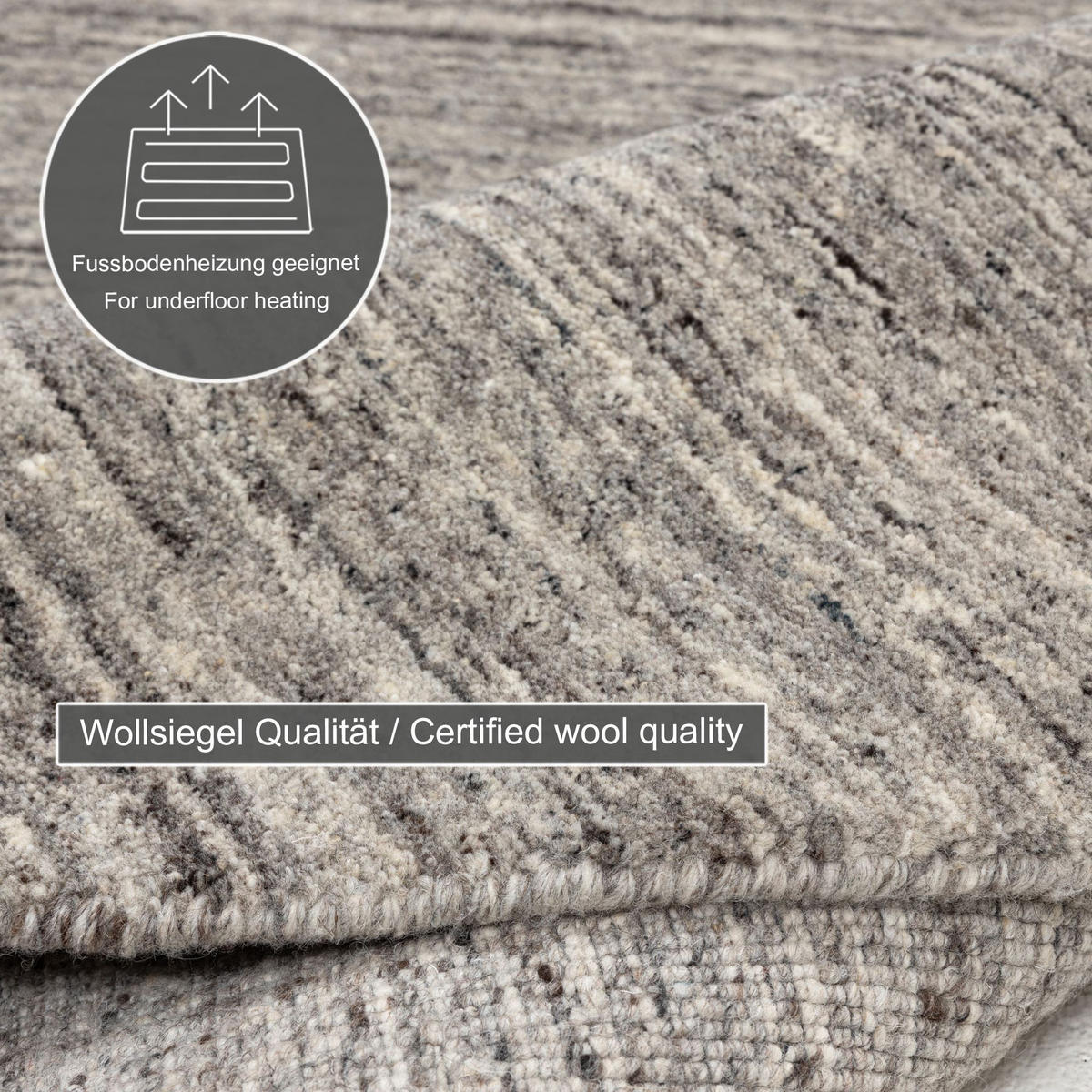 HANDWEBTEPPICH Pure 100x100 cm - Grau, Textil (100/100cm) - THEKO