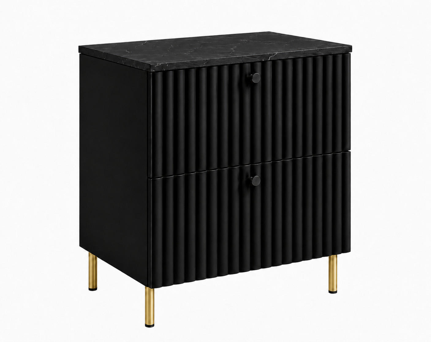 BADEZIMMERSCHRANK: Schwarz / Platte Marmor Black Royal / Griffe Gold / Beine Gold, 60 x 46 x 73,6 cm - Goldfarben/Schwarz, Holzwerkstoff (60/73.6/46cm) - 3XE LIVING