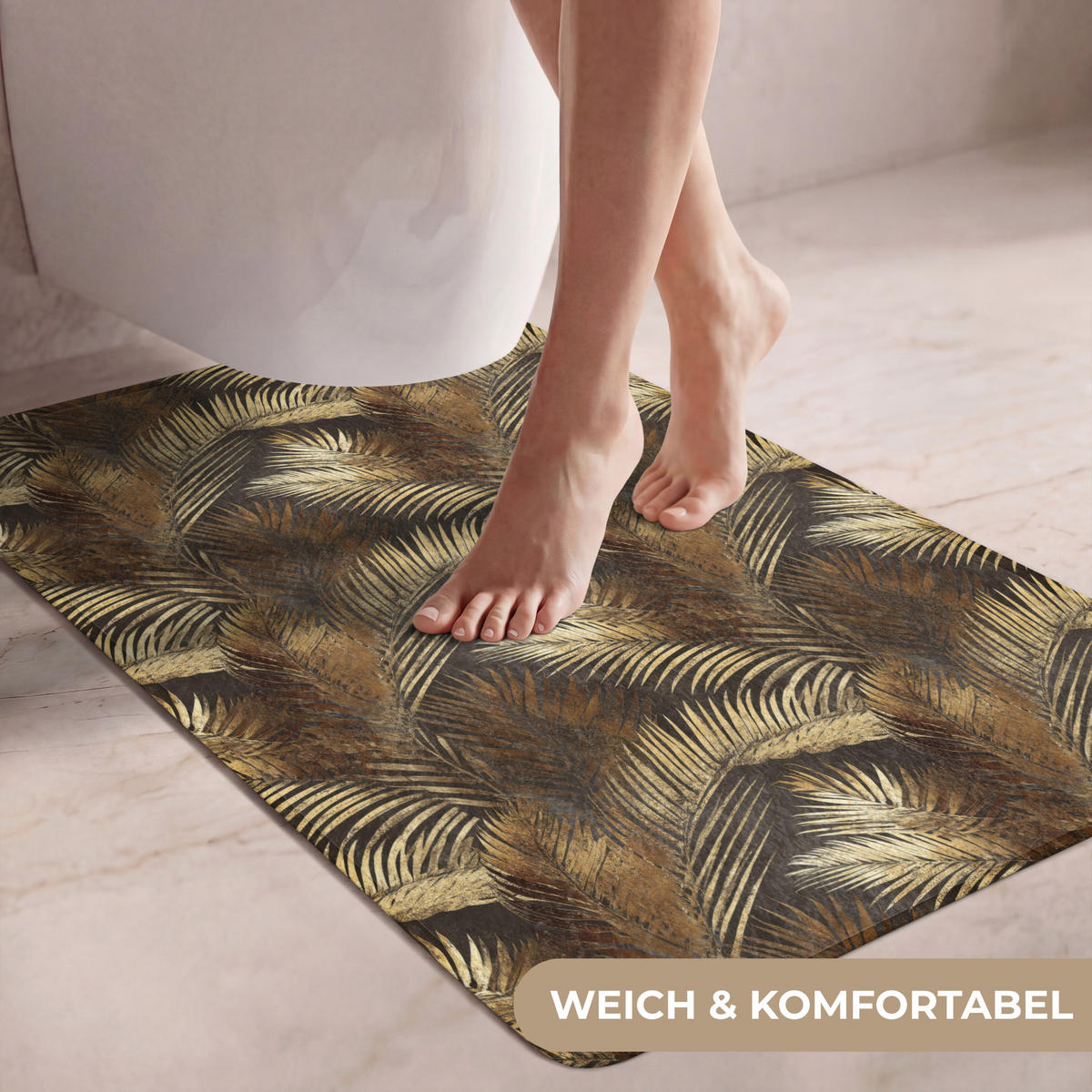 WC PŘEDLOŽKA Tropical - Listy - zlaté 60x90 cm - zlatá, textil/plast (60/1cm) - OnlyWow