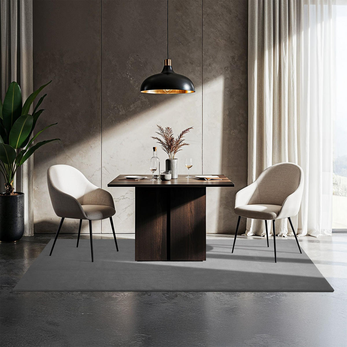 KURZFLORTEPPICH Soft Zone,rutschfeste Unterseite,grau - Grau, Kunststoff (170/120cm) - tectake