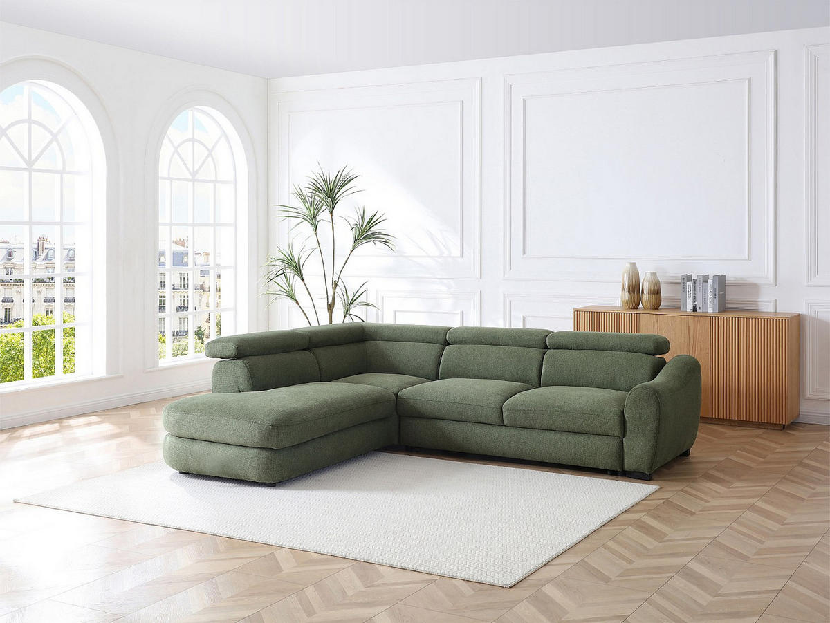 SCHLAFSOFA - 6 Personen - stoff - grün Besema - Grün, Textil (272/75/226cm) - Vente-Unique